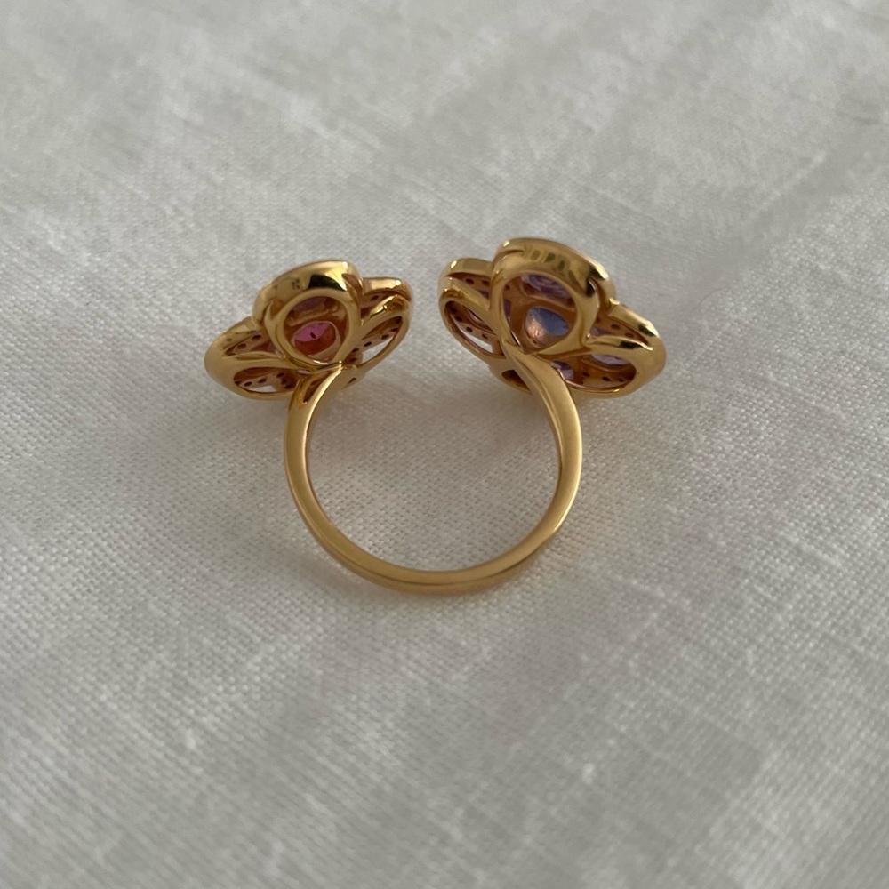 Isabelle Langlois 18kt Gold, Pink Tourmaline, Amethyst & Diamond Ring - Picture 5 of 8